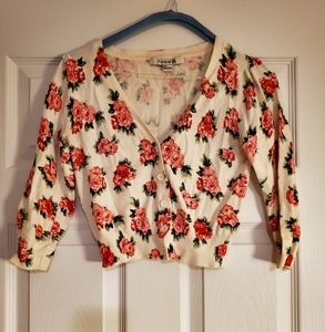 Floral cropped cardigan